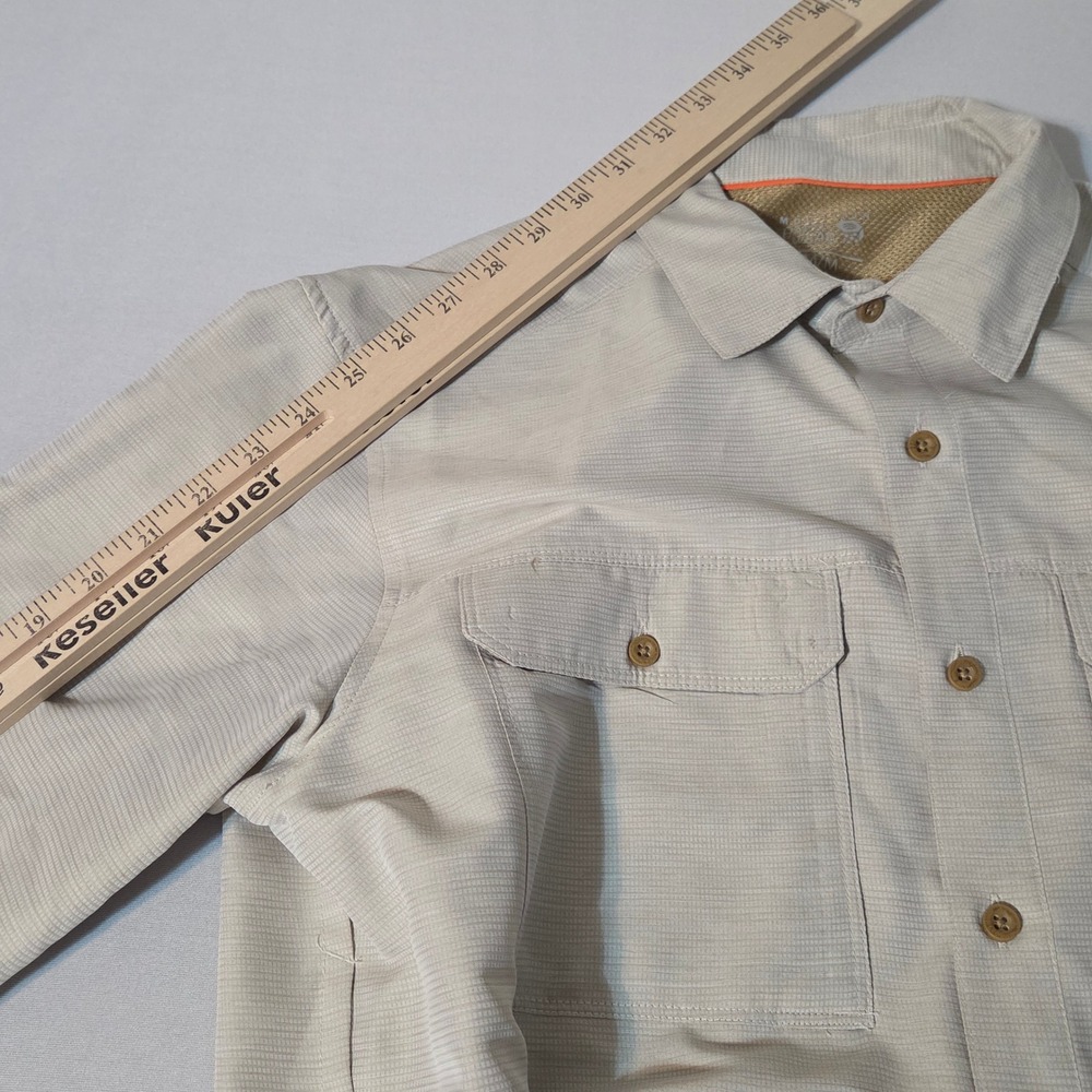 Mountain Hardwear Button Down Men M Tan Long Sleeve Hiking Outdoor Shirt - Picture 6 of 9